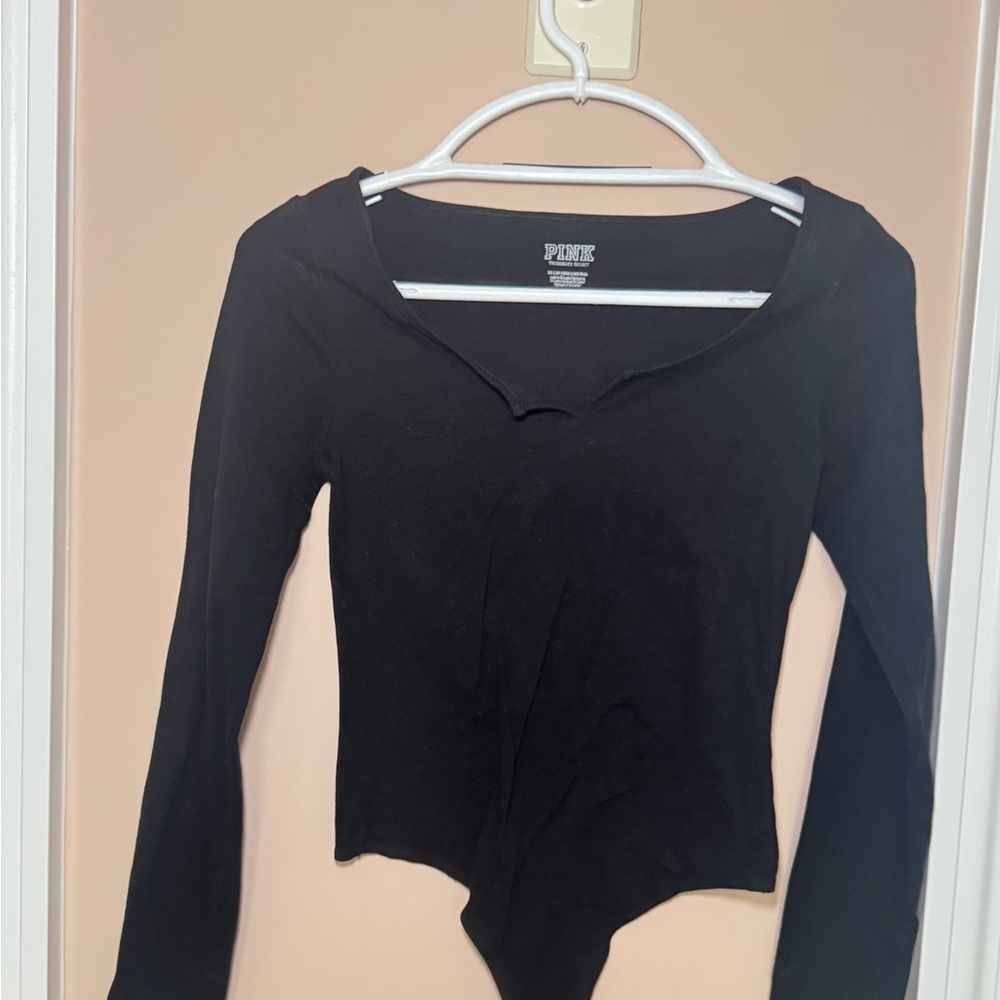PINK Victoria’s Secret Black Long Sleeve Bodysuit – Size XS